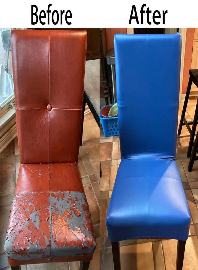 iEventStar غطاء كرسي طعام مطاطي من الجلد الصناعي من iEventStar (أسود، 4) - Image 5